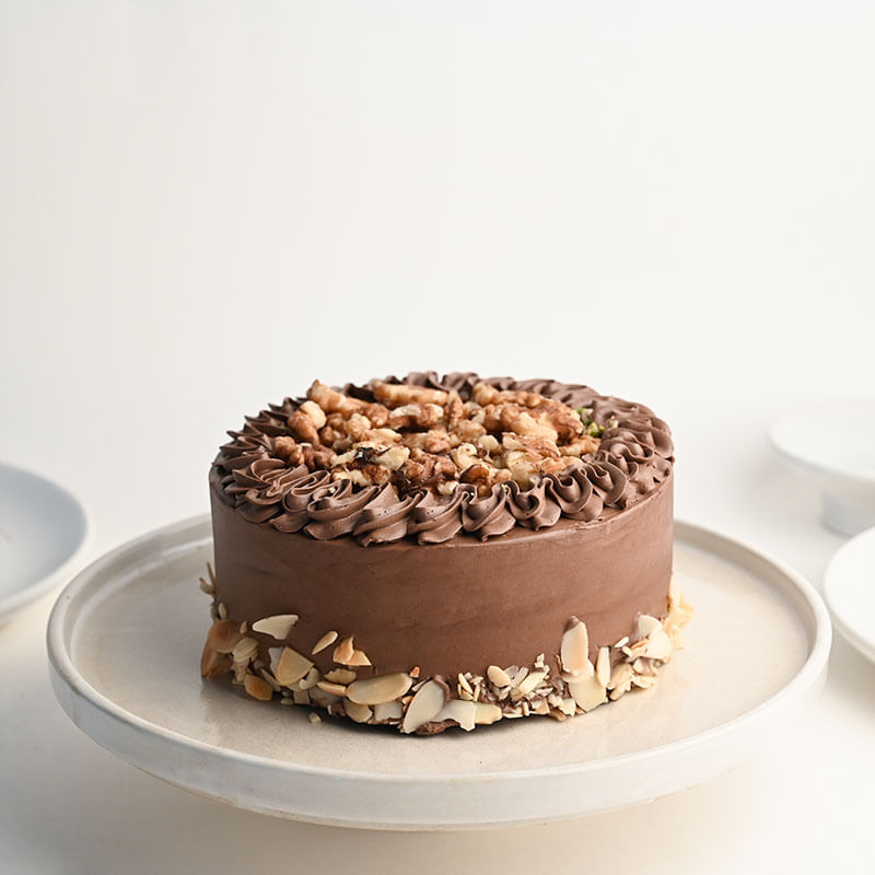 Choco walnut cake side view