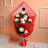 Crimson Love Bundle Of Red Roses And Carnation