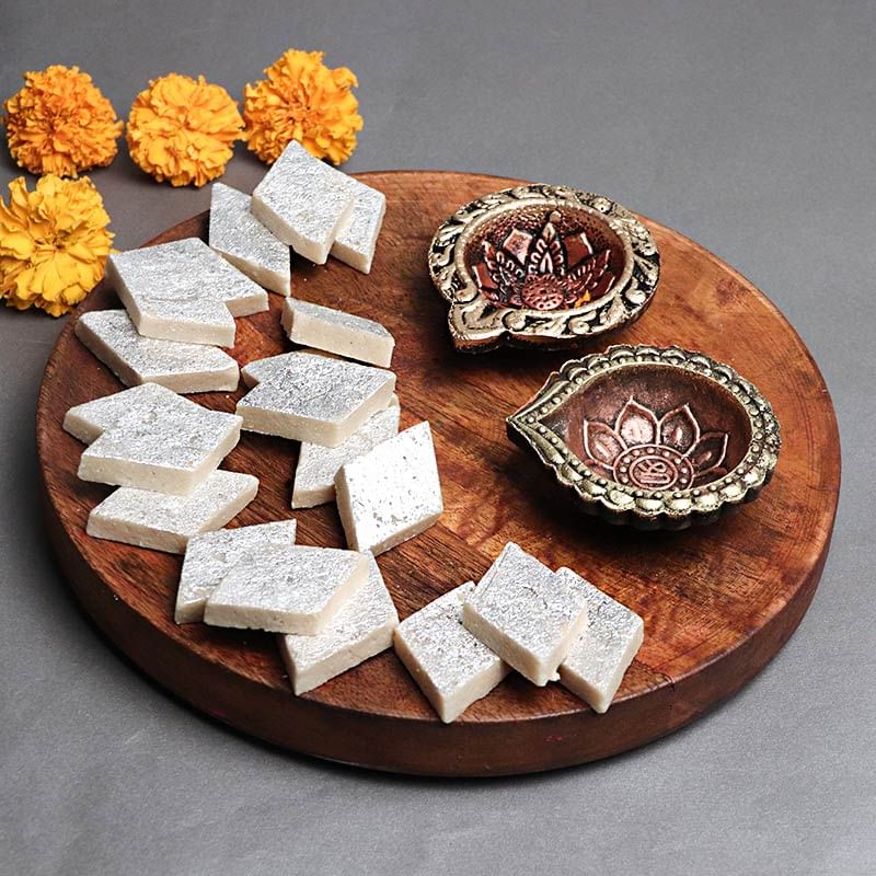 Make It Special Over Katli - 500gm Kaju Katli with 2 Designer Diyas