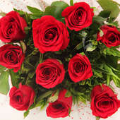 10 Red Roses Bunch with Top View