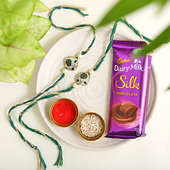 Dairy Milk Silk Chocolate and 2 Rakhi Combo - Order Now For Express Delivery 