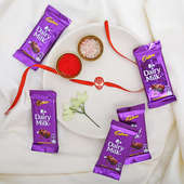 Spidermani With Chocolates - One Chota Bheem Rakhi with Roli and Chawal and 5 Dairy Milk Chocolates - 13gm each