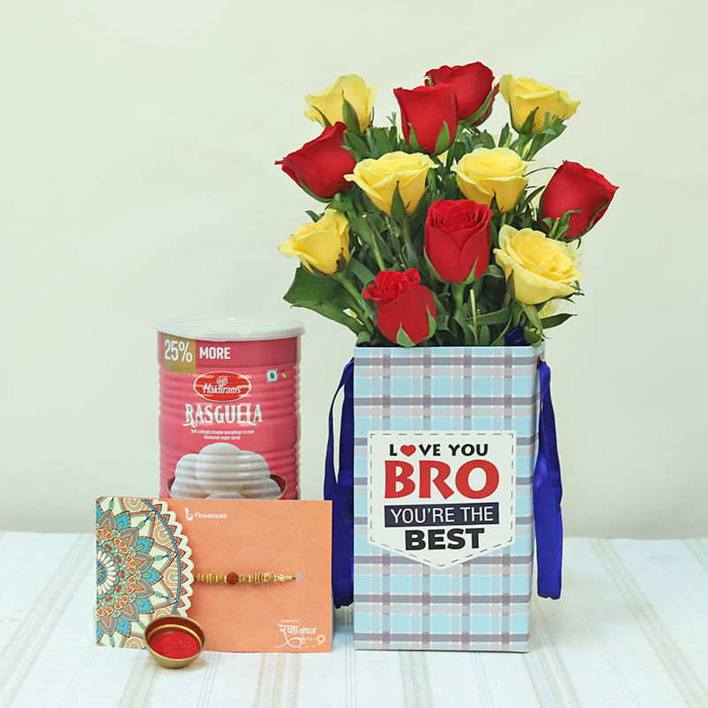 Rasgulla Rose Rakhi Combo