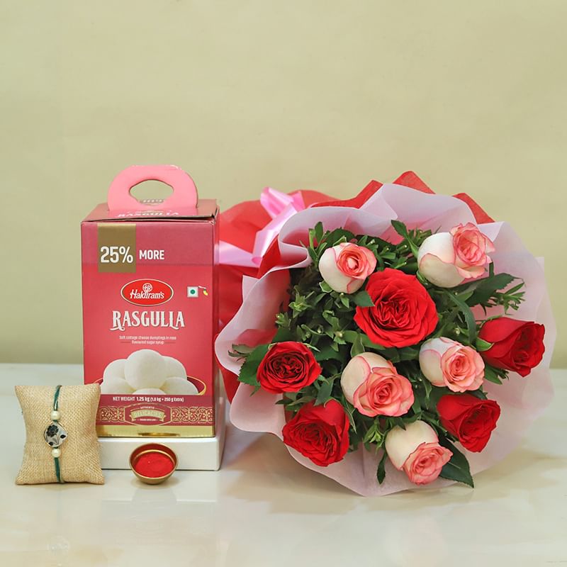 Mixed Roses N Rakhi Delight