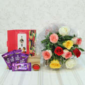 Rakhi with Flowers and Chocolates