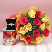 Gulab Jamun Roses Rakhi Combo