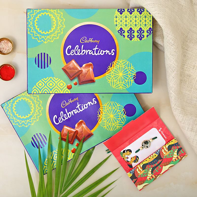 Rakhi with 1 Cadbury Celebration Box 141gm