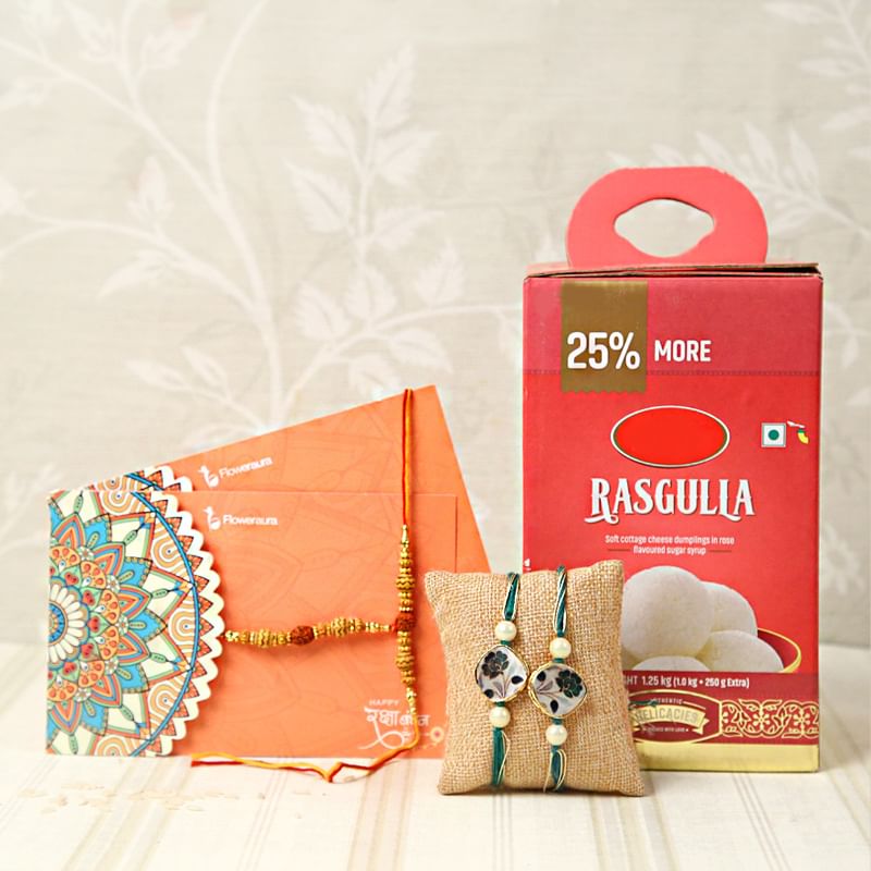 Rakhi Potli - Rasgulla With Four Rakhi Combo