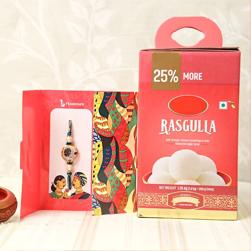 Rakhi with 1 Kg Rasgulla and Roli Chawal