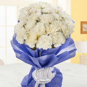 Bunch of 25 White Carnations