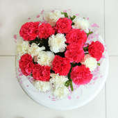 20 Pink and White Carnations Bouquet in Zoomed View