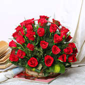 A basket of 40 long stem Red Roses