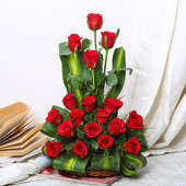 18 Red Roses in Basket