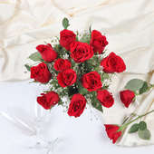 Red Rose Vase - Red Roses for Valenine's Day Gift