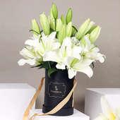 White Peaceful Lilies: Arrangement of 8 White Lilies
