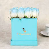 Box Full of Ice Blue Rose online in India