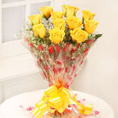 Caring Heart - Bunch of 12 Yellow Roses