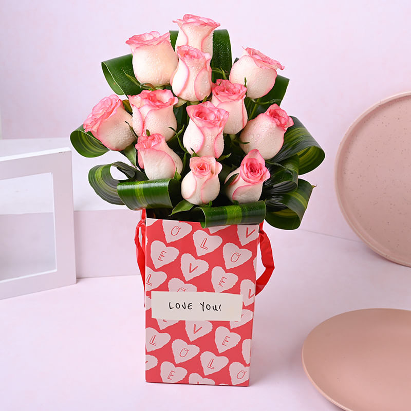 Pink Roses Flower Box