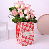 Pink Roses Flower Box (Bunch of 12)