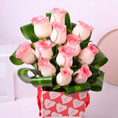 Pink Roses Flower Box - Bunch of 12