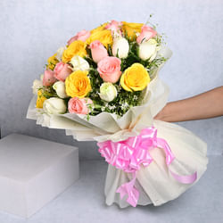 Blushing Rainbow Rose Bouquet