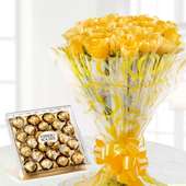 Sunkissed Chocolove - 20 Yellow Roses and 24 Ferrero Rocher