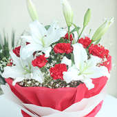 White Lilies Red Carnations Red and White mix flower