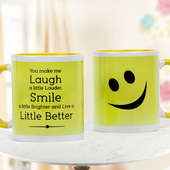 Smile White and Yellow Duotone Mug with Both Sided View