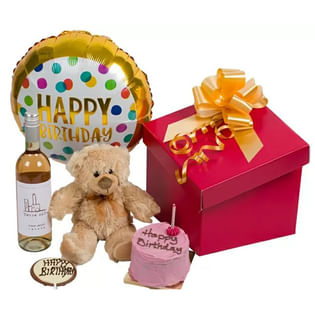 Teddy Wine Cake N Balloon Birthday Hamper