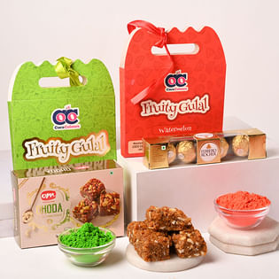 Holi Gulal With Dhoda Burfi And Ferrero Rocher