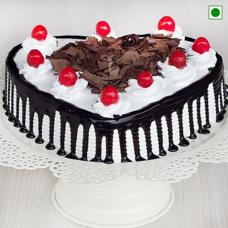 Heart Shaped Eggless Blackforest Cake Delivery
