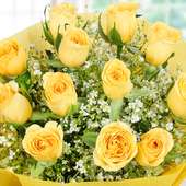 Top view of 12 yellow roses bunch - A part of Heartful Wishes