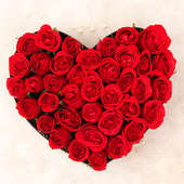 Valentines Heart Shaped 35 Red Roses Bouquet