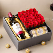 Ravishing Roses Chocolates N Non Alcoholic Wine Hamper