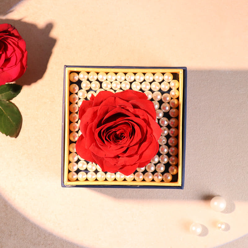 Upper Views Forever Real Red Rose In Floweraura Premum Box
