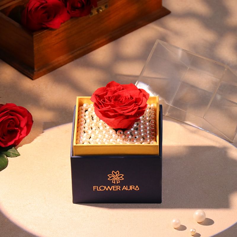 Forever Real Preserved Rose: Forever Real Red Rose In Floweraura Premum Box