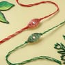 Ethnic Red n Green Stone Rakhi Set