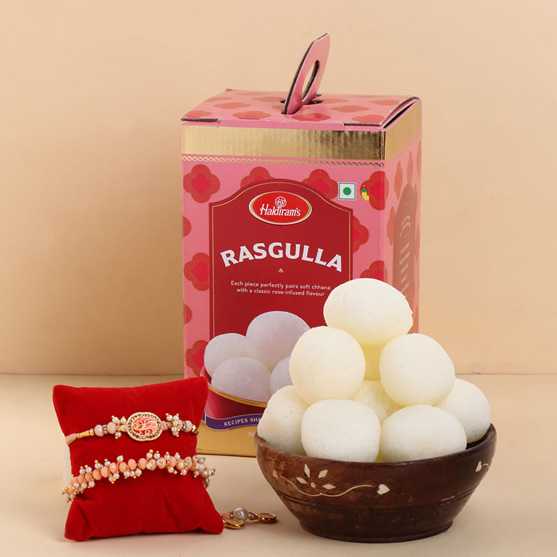 Set of 2 Beaded Bhaiya Bhabhi Rakhi With Rasgullas