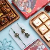 Festive Motif Bhaiya Bhabhi Rakhis With Sweets