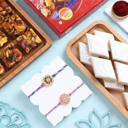 Two Enamel Rakhis With Kaju Katli N Nutberry