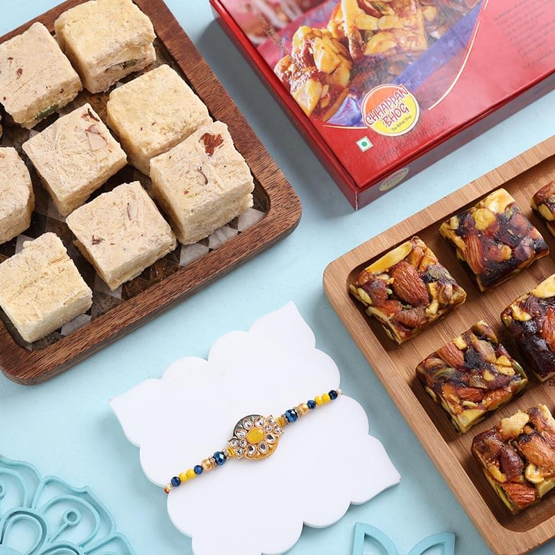Vibrant Charm Rakhi With Soan Papdi N Nutberry