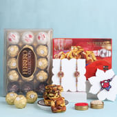 Designer Rakhi Duo N Kid Rakhi With Sweet Treats