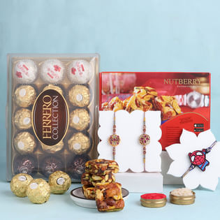 Designer Rakhi Duo N Kid Rakhi With Sweet Treats-UK