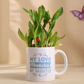 Bamboo Plant In White Mug For Daughter