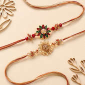 Handpainted Floral Rakhi Duo