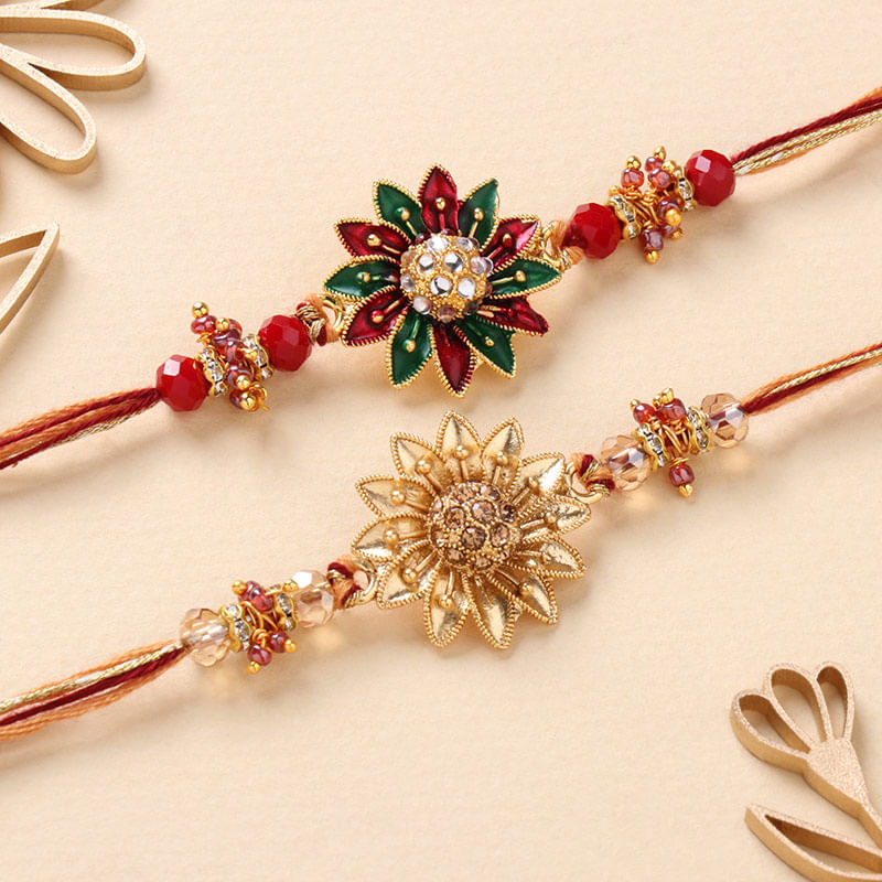 Handpainted Floral Rakhi Duo