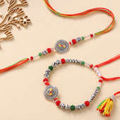 Silver Finish Fancy Bhaiya Bhabhi Rakhis