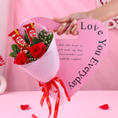 Heart Sleeve Roses N Kitkat Bouquet