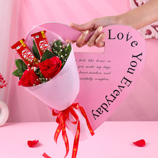 Heart Sleeve Roses N Kitkat Bouquet