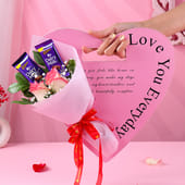 Heart Sleeve Chocolates N Roses Bouquet